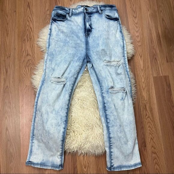 Kendall + Kylie Iconic High Rise Acid Wash Straight Leg Jeans 13/31 - Picture 3 of 6